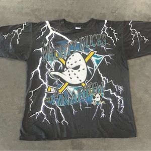 Vintage 1993 Anaheim Ducks Salem Lightning AOP Shirt